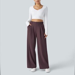 🆕 Halara Flex High Waisted Side Pocket Wide Leg Waffle Work Pants, Size XS